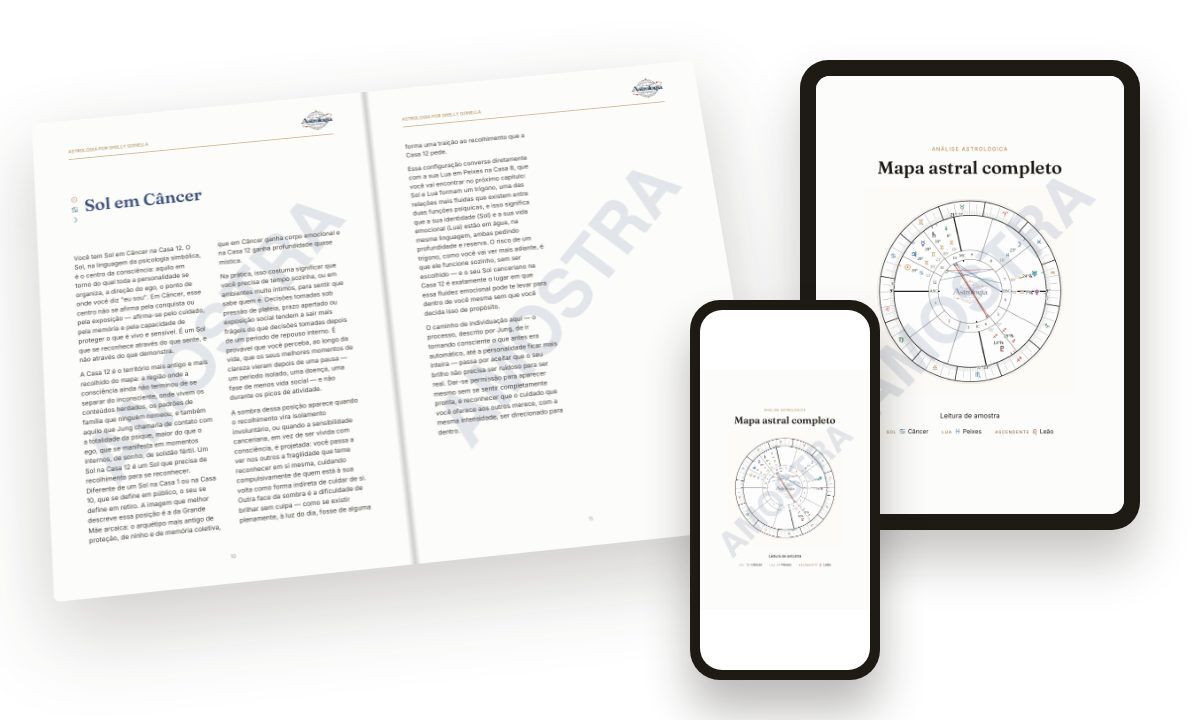 A leitura do mapa astral completo no livro, no tablet e no telefone